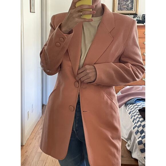 Vintage Salmon Pink Structured Wool Blazer - Picture 2 of 8